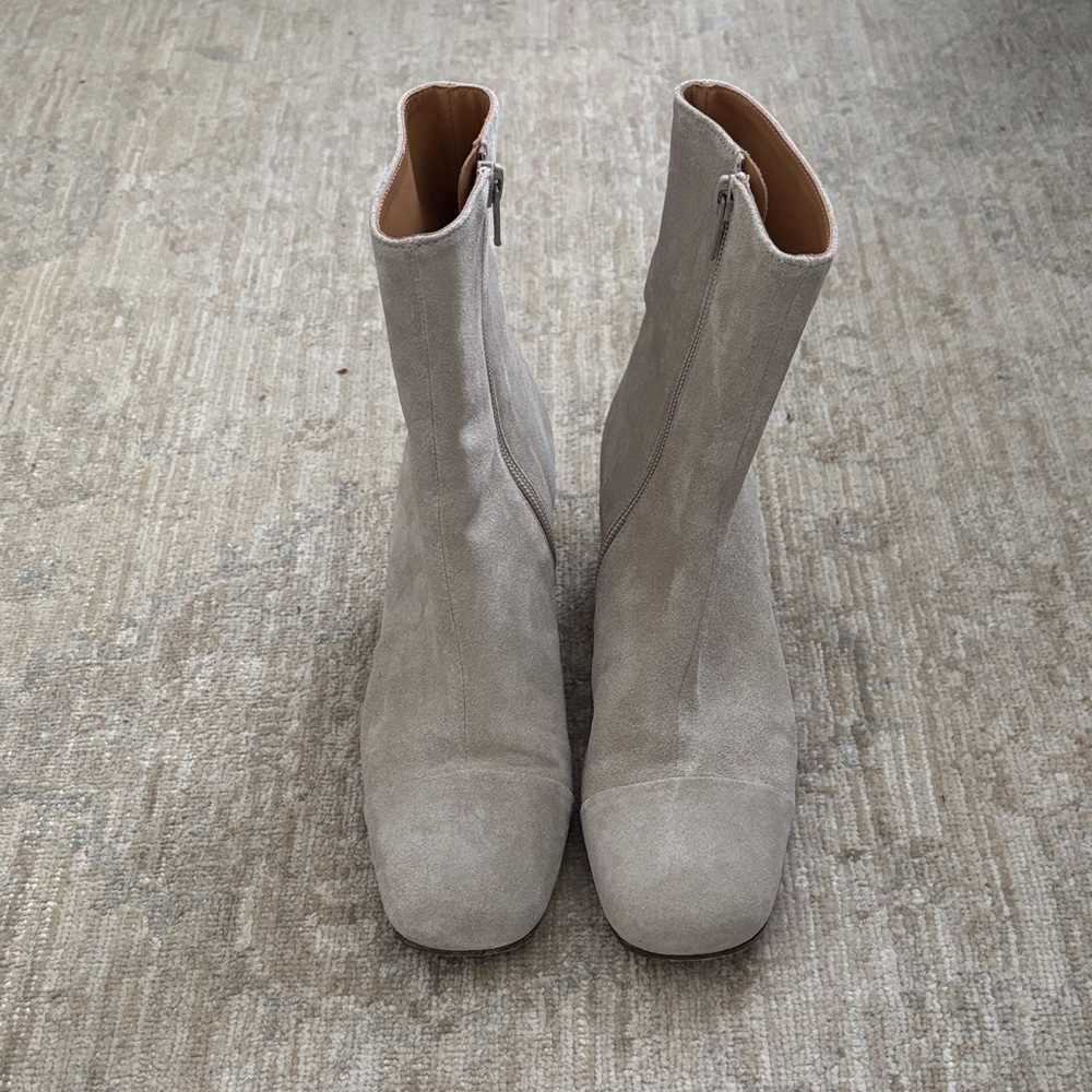 STAUD Light Gray Suede Ankle Boots